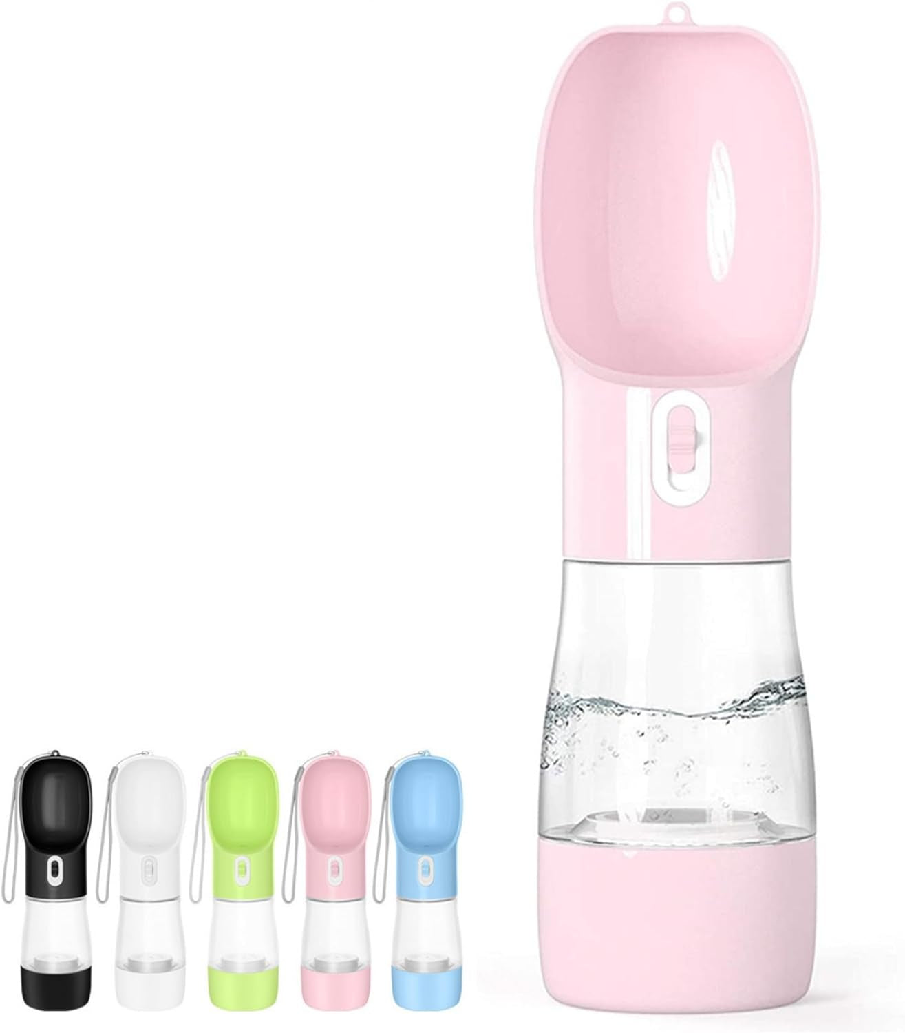 Portable Dog Water Bottle with Food Container Dishwasher Safe-Pink