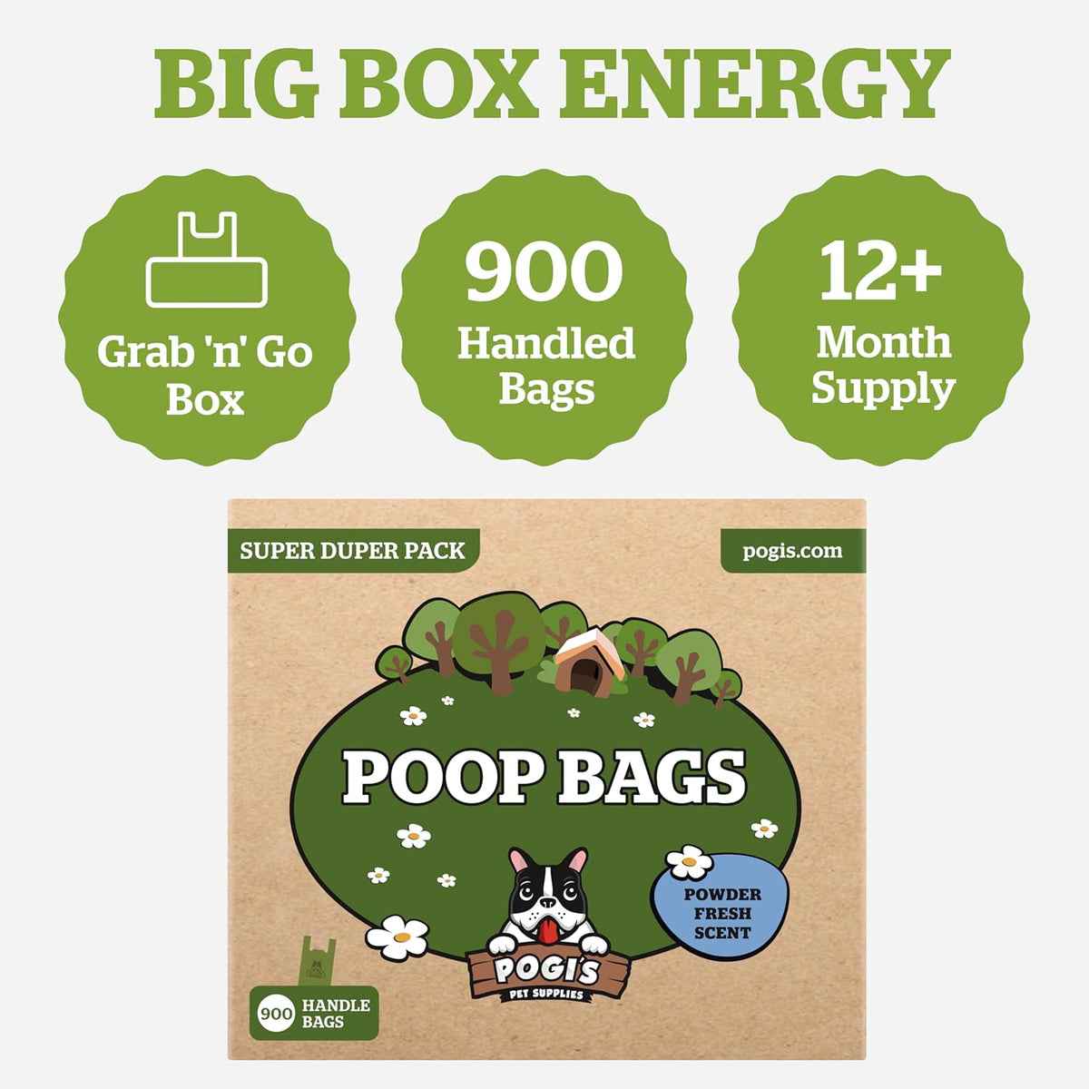 Pogi's Premium Dog Waste Bags with Handles – Extra-Thick, Leak-Proof, Large Size, Fresh Scent, 900-Count