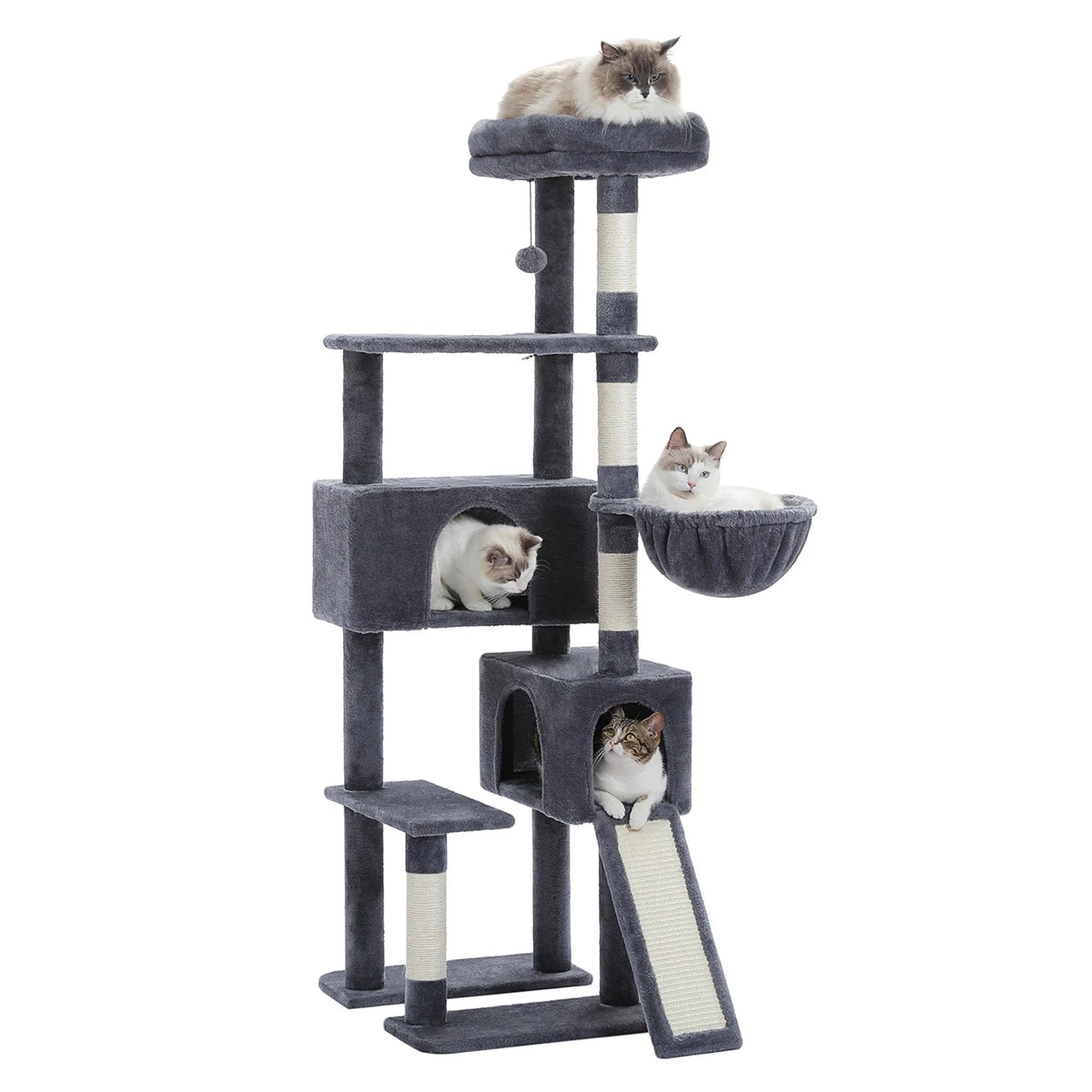 61" Cat Tree Tower for Indoor Cats with Platform and Scratching Posts, Cat Condo Cat Tree House in Pet Supplies, Gray