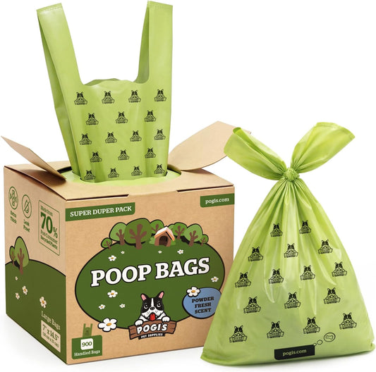 Pogi's Premium Dog Waste Bags with Handles – Extra-Thick, Leak-Proof, Large Size, Fresh Scent, 900-Count