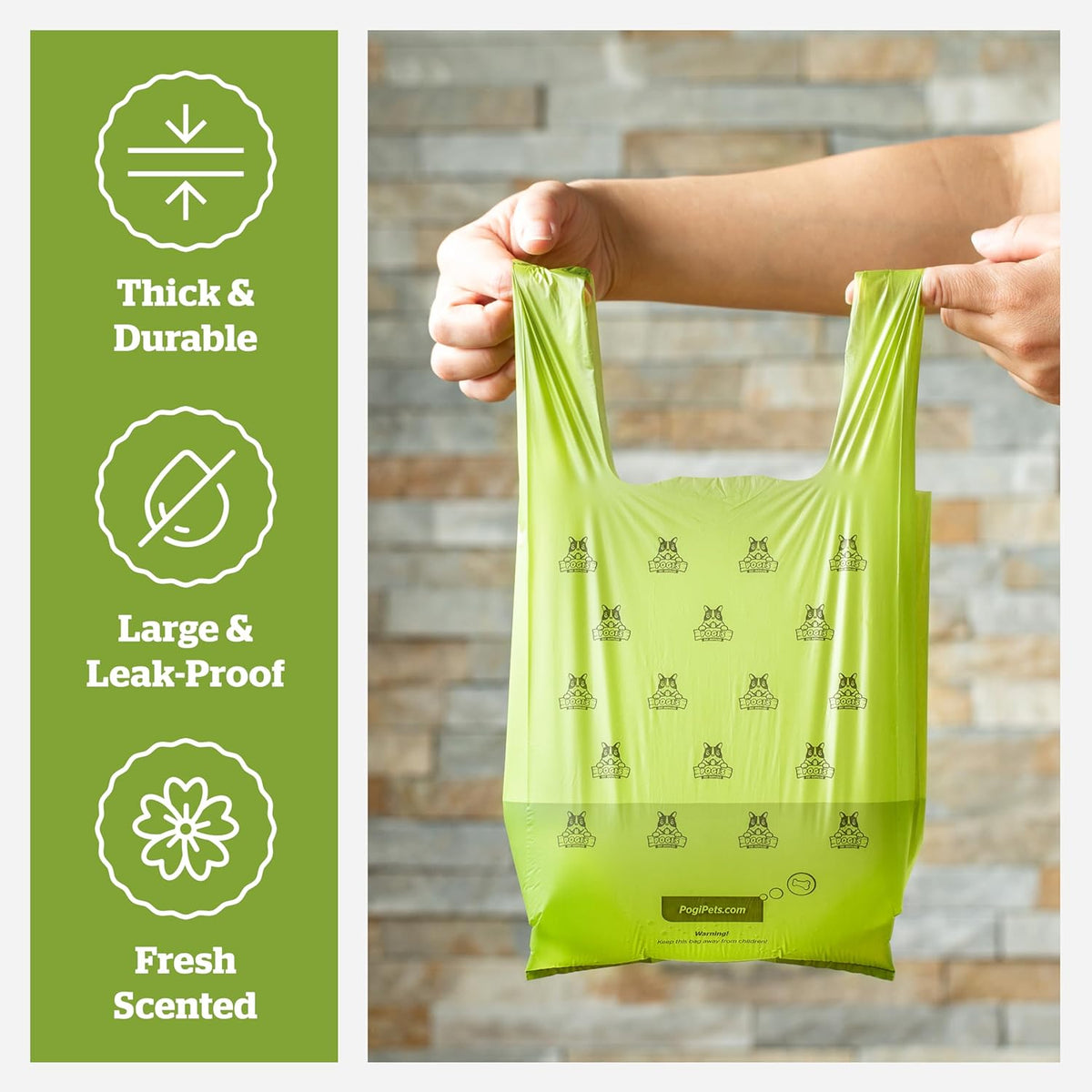 Pogi's Premium Dog Waste Bags with Handles – Extra-Thick, Leak-Proof, Large Size, Fresh Scent, 900-Count
