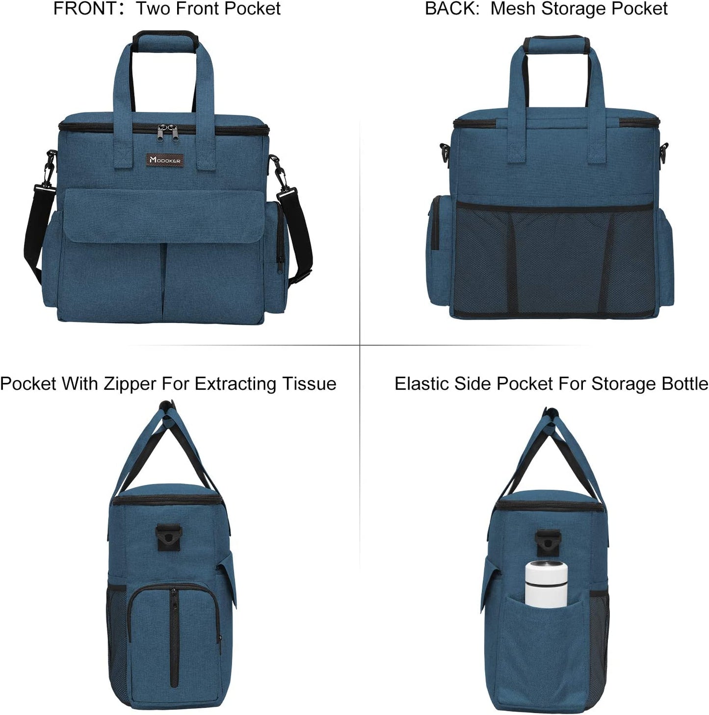 Weekend Dog Travel Bag Set with 2 Food Bags, 2 Bowls and Mat,Blue