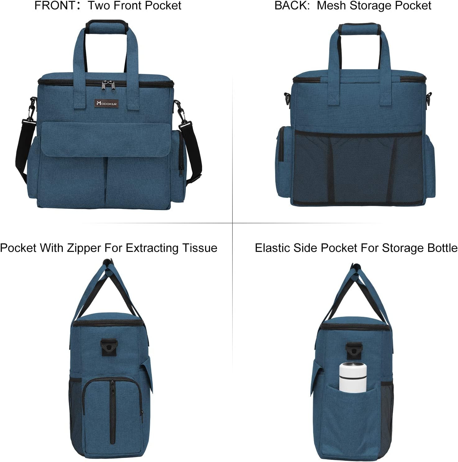 Weekend Dog Travel Bag Set with 2 Food Bags, 2 Bowls and Mat,Blue