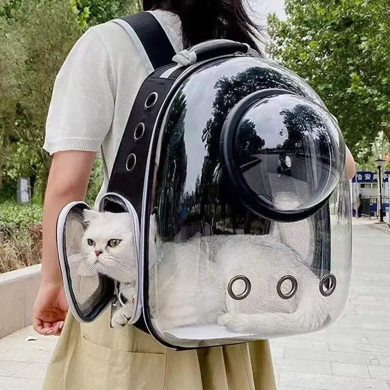 Transparent Capsule Pet Backpack for Cats and Small Animals - Breathable and Portable Carrier for Travel