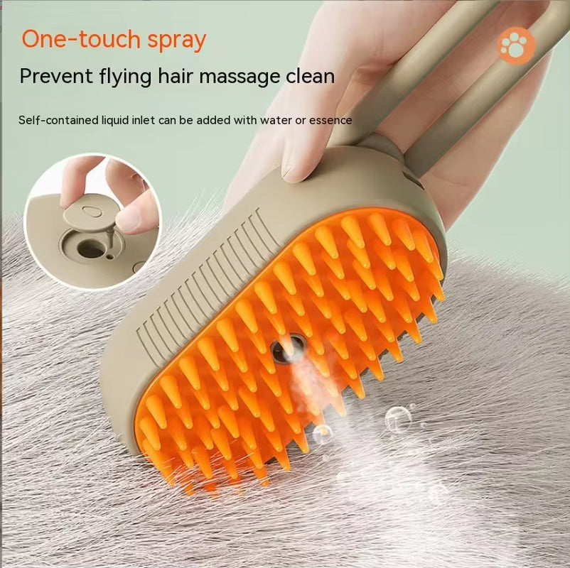 Electric Pet Spray Comb for Cats and Dogs - One-Key Spray Hair Removal and Massage Brush