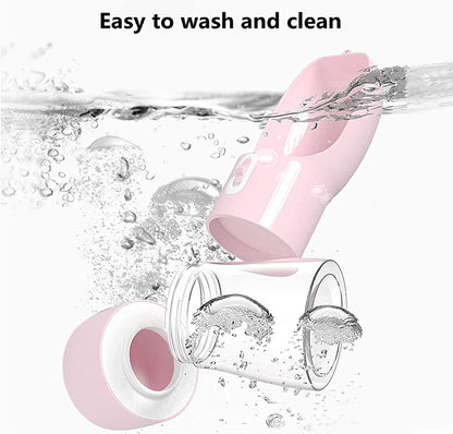 Portable Dog Water Bottle with Food Container Dishwasher Safe-Pink