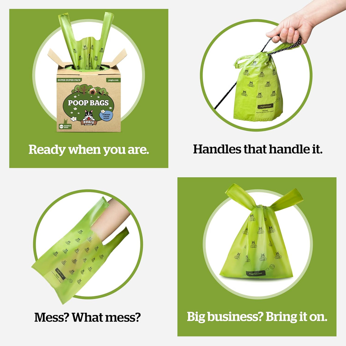 Pogi's Premium Dog Waste Bags with Handles – Extra-Thick, Leak-Proof, Large Size, Fresh Scent, 900-Count